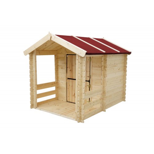Casetta Timbela per Bambini in Legno con Veranda da Esterno e Giardino