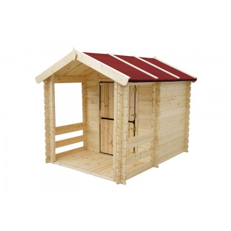 Casetta Timbela per Bambini in Legno con Veranda da Esterno e Giardino