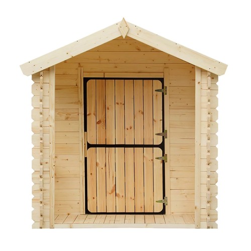 Casetta Timbela per Bambini in Legno con Veranda da Esterno e Giardino