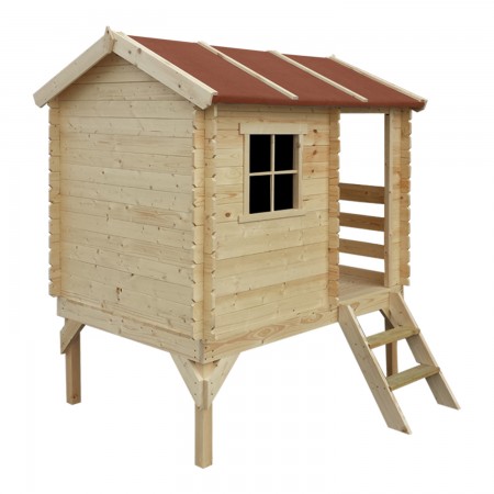 Casetta per Bambini con Veranda e Scivolo Timbela da Giardino in Legno