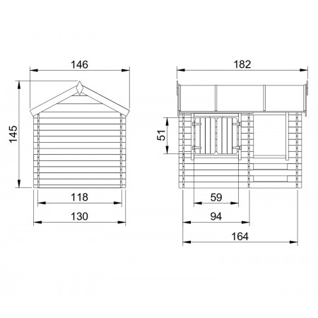 Casetta Timbela per Bambini in Legno con Veranda da Esterno e Giardino