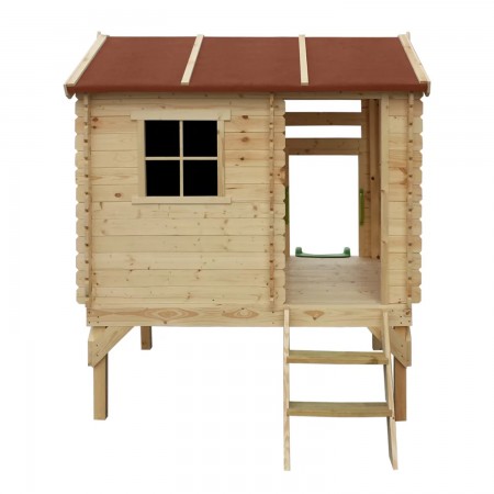 Casetta per Bambini con Veranda e Scivolo Timbela da Giardino in Legno