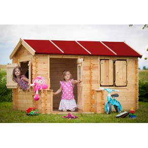 Casetta Timbela per Bambini in Legno Grande con Finestre da Giardino 2