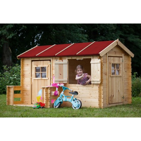 Casetta Timbela per Bambini in Legno Grande con Finestre da Giardino