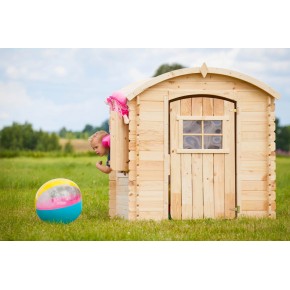 Casetta Timbela per Bambini in Legno con Veranda da Esterno e Giardino 2