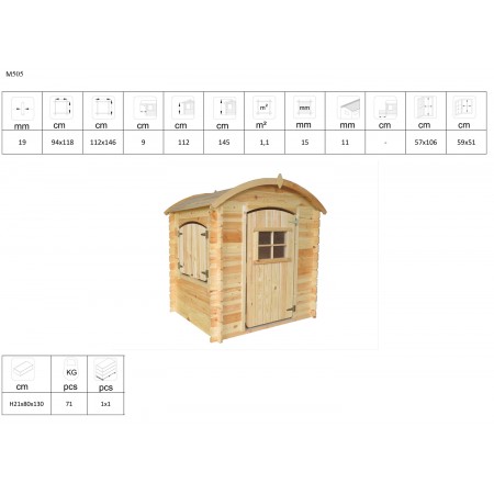 Casetta Timbela per Bambini in Legno con Veranda da Esterno e Giardino