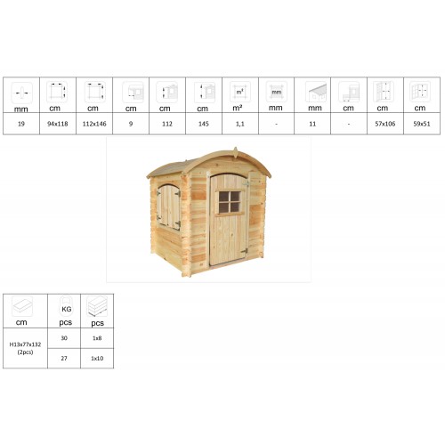 Casetta per Bambini Timbela in Pannelli di Legno da Esterno Senza Pavimento