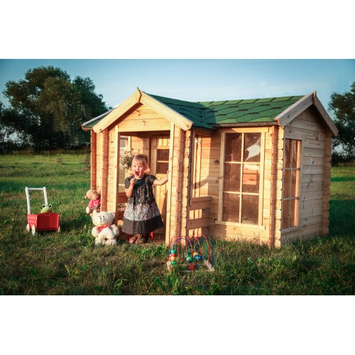 Grande Casetta Timbela per Bambini in Legno con Veranda da Giardino