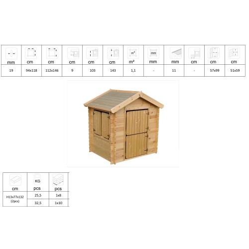 Casetta per Bambini Timbela in Pannelli di Legno per Gioco all'Aperto