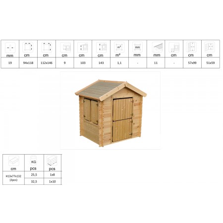Casetta per Bambini Timbela in Pannelli di Legno per Gioco all'Aperto