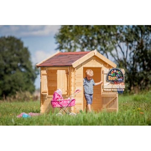 Casetta per Bambini Timbela in Pannelli di Legno per Gioco all'Aperto