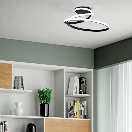 Plafoniera a Soffitto da Interno Nero Intec Moderna Luce a LED CCT