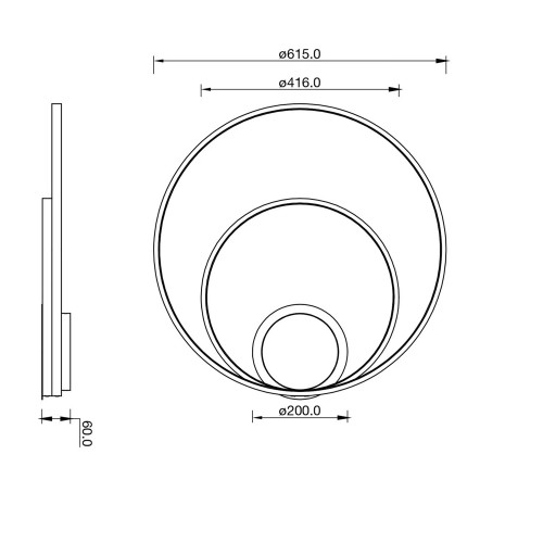 Lampada Nera Moderna a Soffitto da Interno Intec Plafoniera a LED CCT