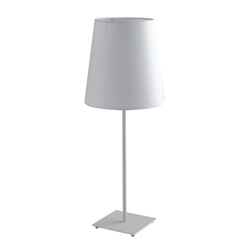Lampada da Tavolo Moderna in Metallo Bianco con Paralume in Tessuto