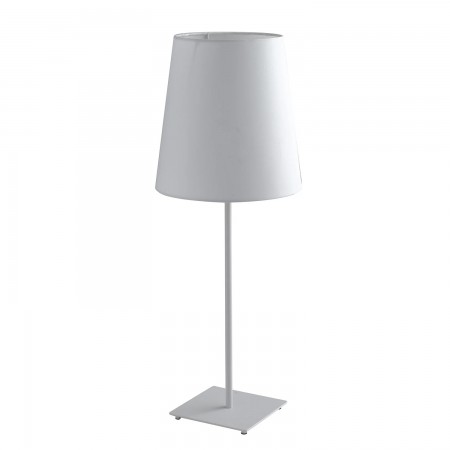 Lampada da Tavolo Moderna in Metallo Bianco con Paralume in Tessuto