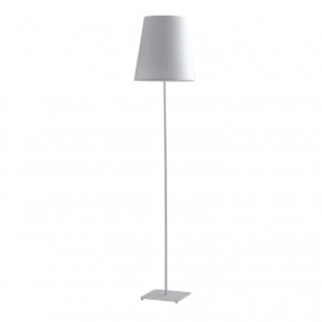Lampada Moderna in Metallo Bianco Piantana con Paralume in Tessuto