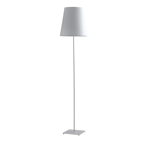 Lampada Moderna in Metallo Bianco Piantana con Paralume in Tessuto