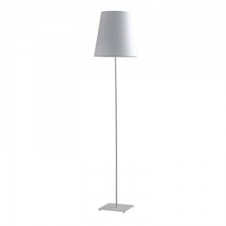 Lampada Moderna in Metallo Bianco Piantana con Paralume in Tessuto