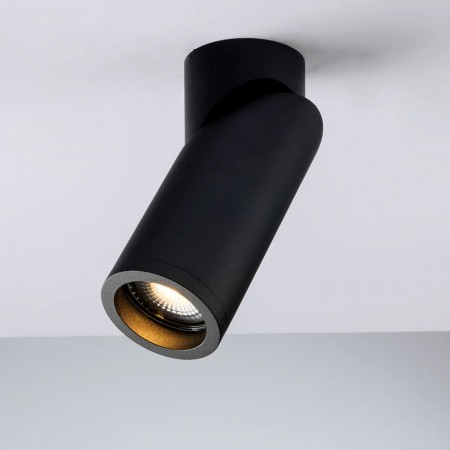 Lampada Faretto Nero Orientabile Luce da Soffitto Plafoniera Rotonda