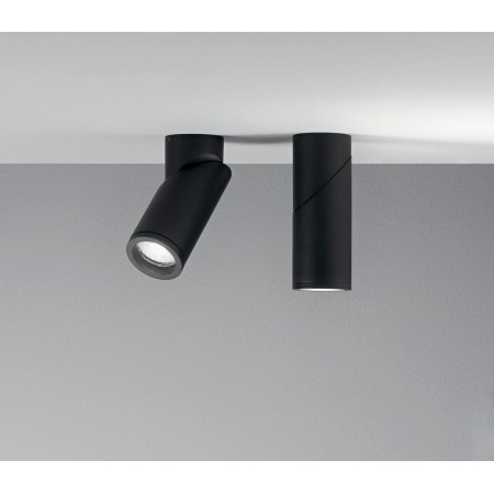 Lampada Faretto Nero Orientabile Luce da Soffitto Plafoniera Rotonda