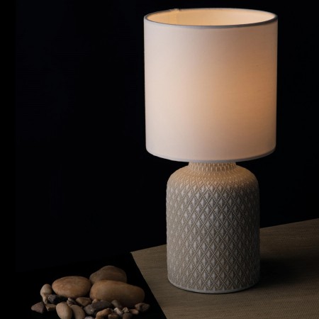 Luce da Tavolo Lumetto in Ceramica Rosa Lampada con Paralume in Tessuto