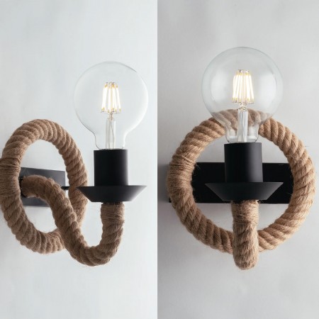 Applique da Interno con Corda Naturale Luce a Muro Design Moderno