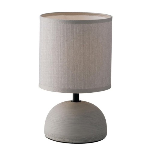 Lampada da Tavolo Grigia Lumetto in Ceramica con Paralume in Tessuto
