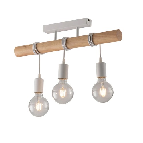 Plafoniera in Legno e Metallo Lampada a Soffitto Luce Design Moderno