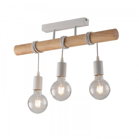 Plafoniera in Legno e Metallo Lampada a Soffitto Luce Design Moderno