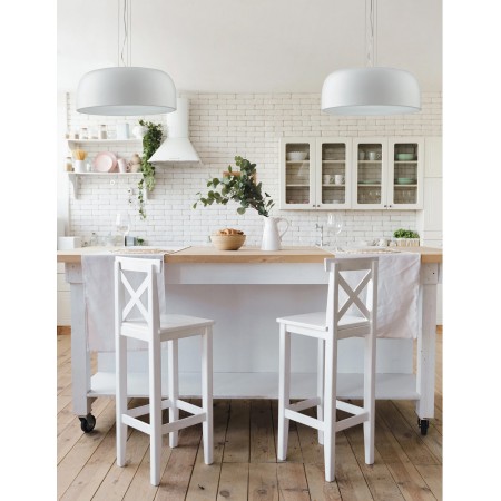 Lampada a Sospensione in Metallo Bianco con Diffusore Luce Design Moderno