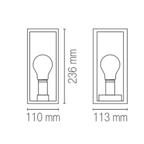 Applique Nera a Muro Lampada da Parete per Esterno Design Moderno Intec