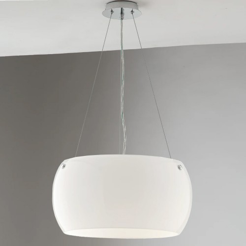Lampada a Sospensione in Vetro Lampadario con Diffusore Bianco Moderno