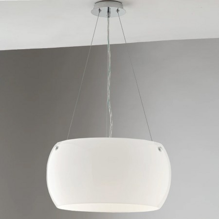 Lampada a Sospensione in Vetro Lampadario con Diffusore Bianco Moderno