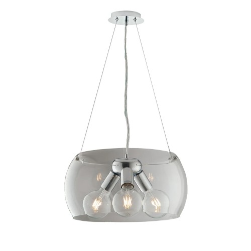 Lampadario Trasparente con Diffusore in Vetro Moderno Luce a Sospensione