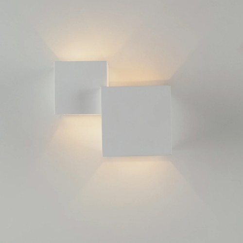Applique Doppio Diffusore Lampada da Parete in Gesso Bianco Verniciabile