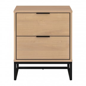 Comodino con 2 Cassetti per Camera da Letto in Legno e Metallo Moderno 2