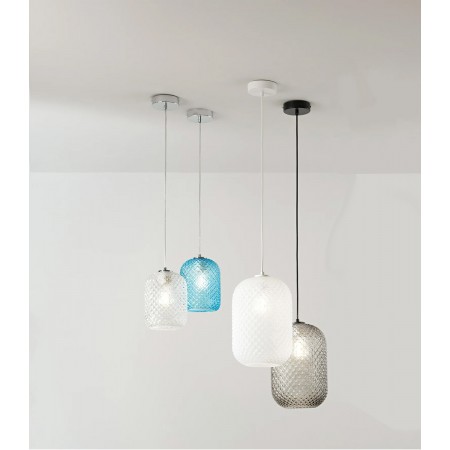 Luce in Vetro Cristallo Bianco Lampadario a Sospensione Elegante da Interno