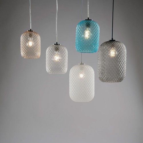 Luce in Vetro a Sospensione Lampadario di Cristallo Blu Elegante da Interno