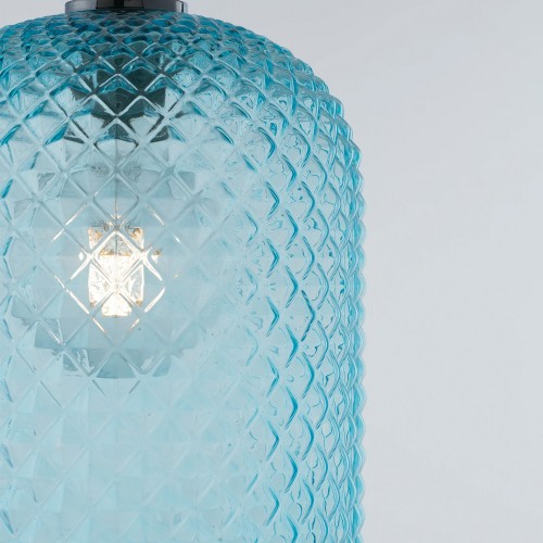 Luce in Vetro a Sospensione Lampadario di Cristallo Blu Elegante da Interno