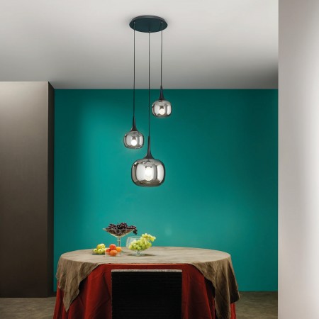 Lampadario con 3 Punti Luce a Sospensione in Vetro Elegante da Soffitto