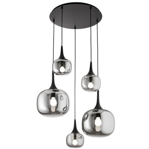 Lampadario a Sospensione in Vetro con 5 Punti Luce Elegante da Soffitto