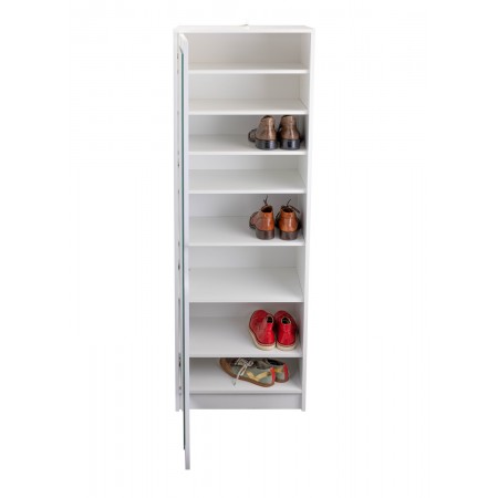 Armadio Scarpiera con Specchio Mobile Alto Bianco in Legno Porta Scarpe