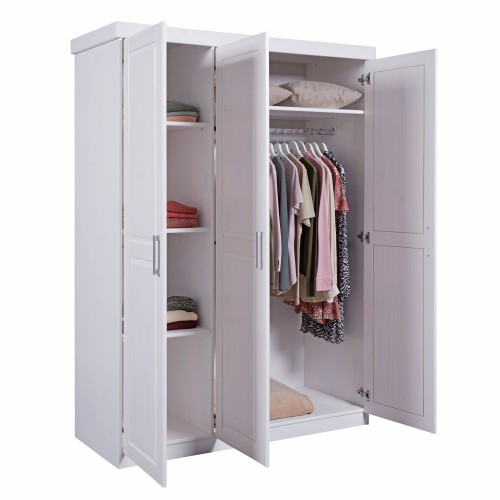 Armadio tre 3 Ante in Legno Mobile Guardaroba Bianco per Camera da Letto