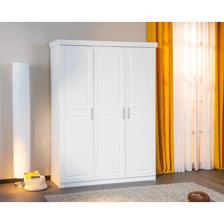Armadio tre 3 Ante in Legno Mobile Guardaroba Bianco per Camera da Letto