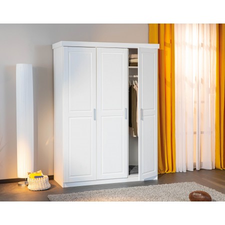 Armadio tre 3 Ante in Legno Mobile Guardaroba Bianco per Camera da Letto