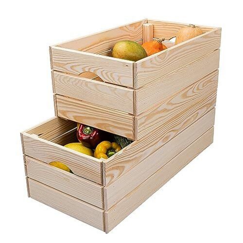 Scatola in Legno Organizzatore Frutta e Verdura Cassetta Impilabile