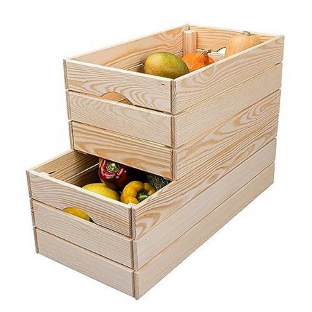 Cassetta Frutta e Verdura Scatola in Legno Organizzatore Impilabile