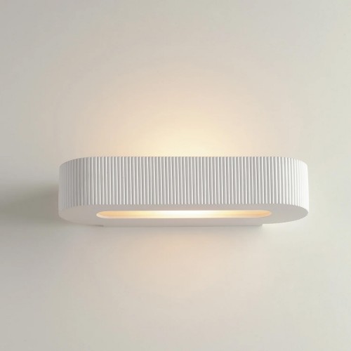Applique a Muro Verniciabile in Gesso Bianco Lampada da Parete Interno