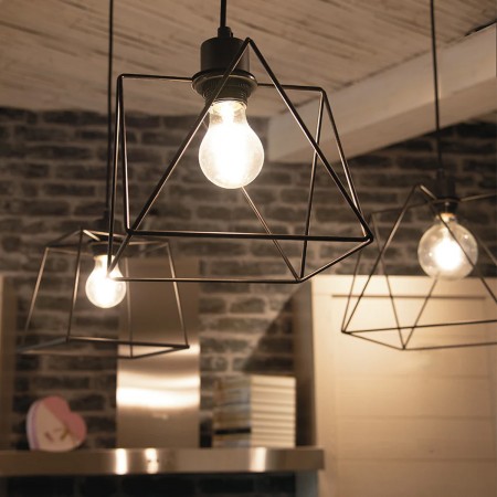 Lampadario a Sospensione in Metallo con 4 Punti Luce Moderno da Soffitto