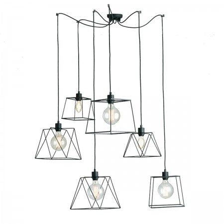 Lampadario con 6 Punti Luce Moderno da Soffitto a Sospensione in Metallo